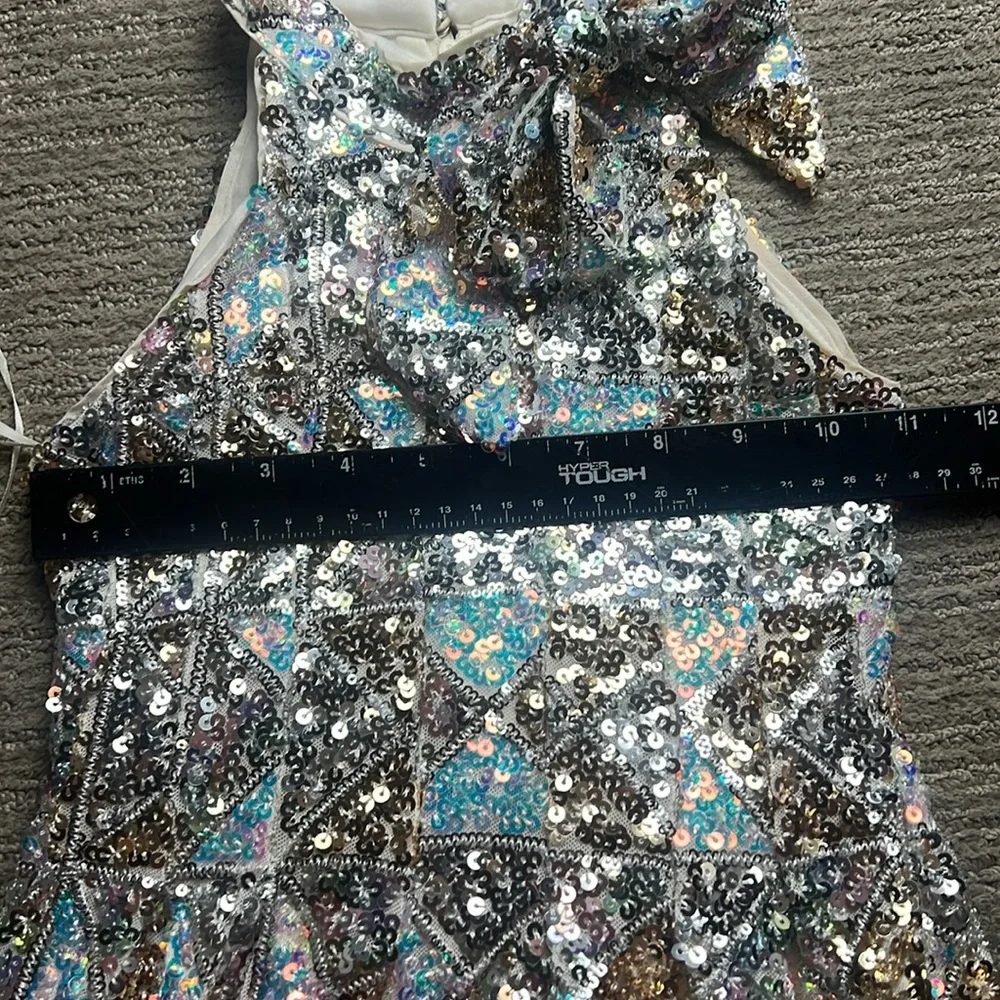 GB Girls Halter Nevk Sequined Fit and Flare Girls‎ Dress SZ 7